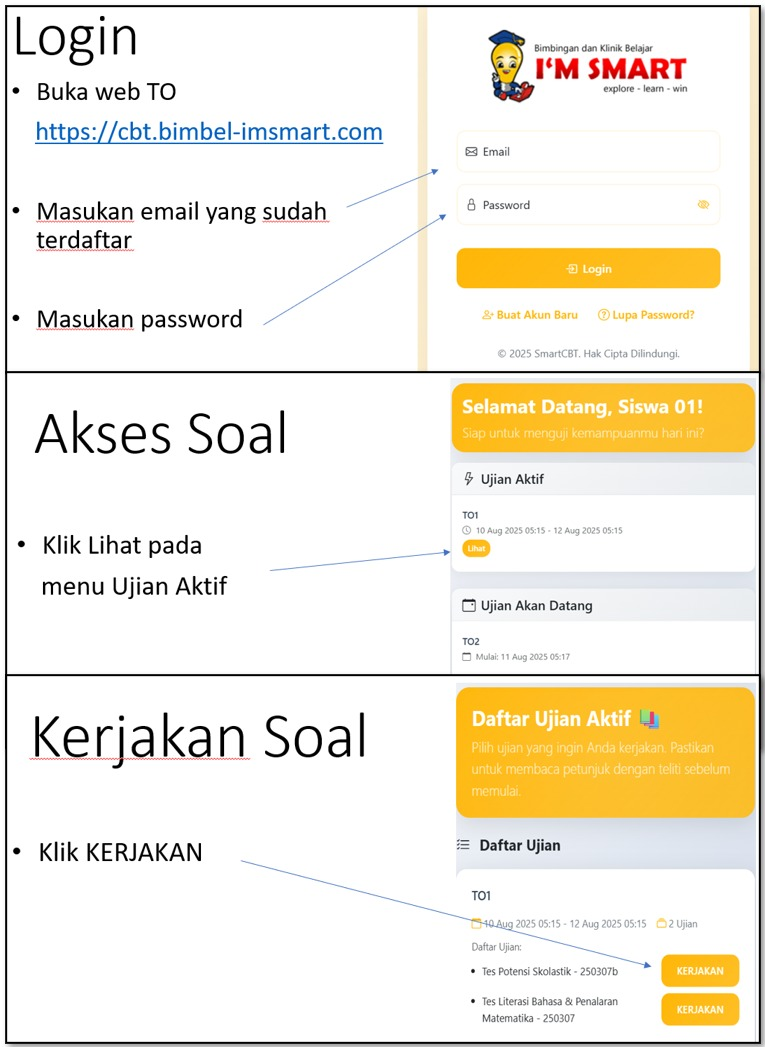 Panduan Login dan Mengerjakan Ujian di SmartCBT